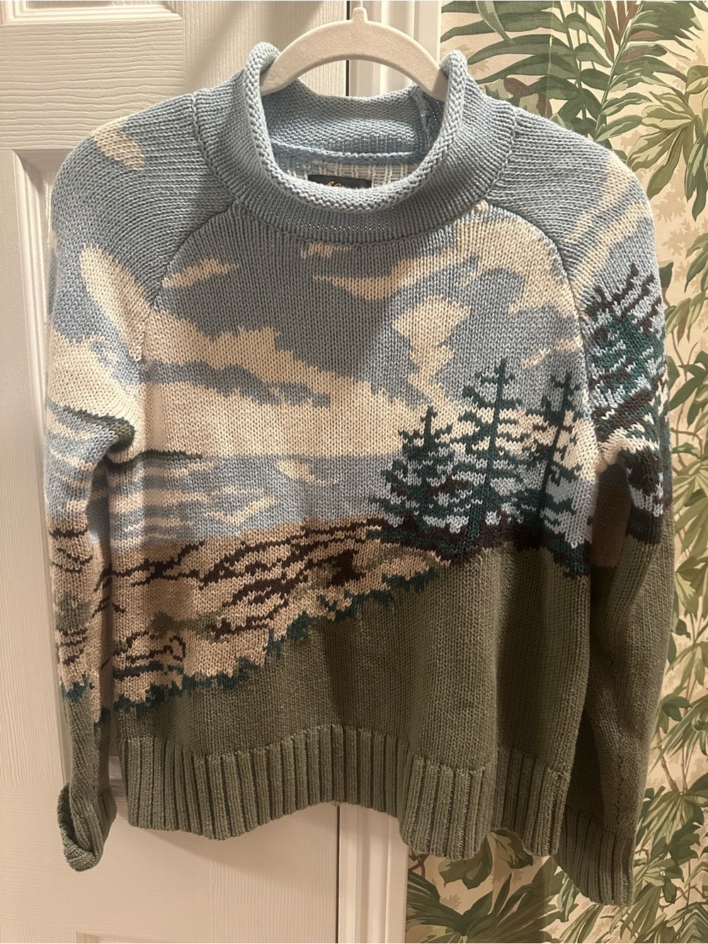 L.L.Bean Signature Heritage Scenic Rollneck Sweater Organ Cotton XS Coastal